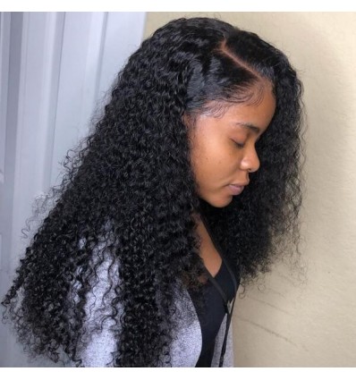 Jada Hair Natural Black Remy Virgin Curly Hair Wigs with Lace Front
