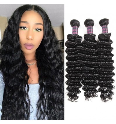 Jada Deep Wave Peruvian Virgin Human Hair Weft 3 Bundles Hair Extensions